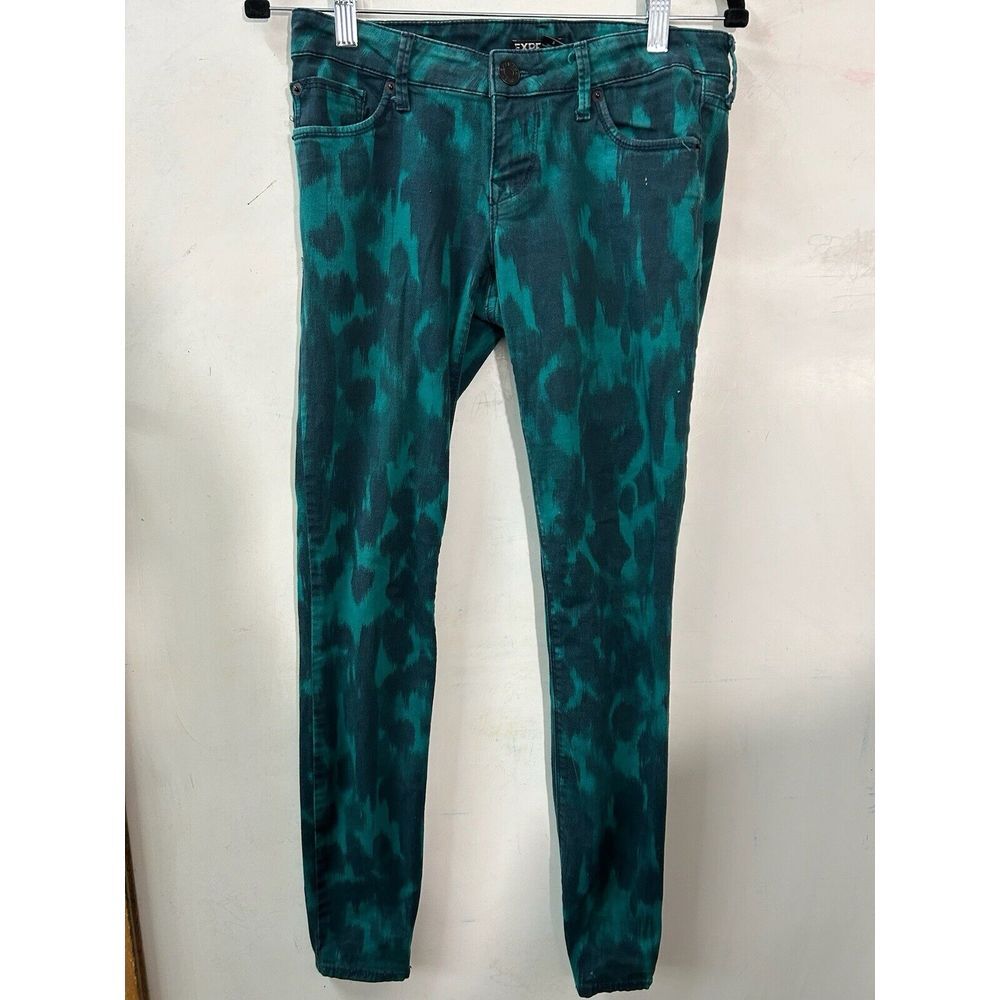 Express Womens Pants Green And Black Size 2 Skinny